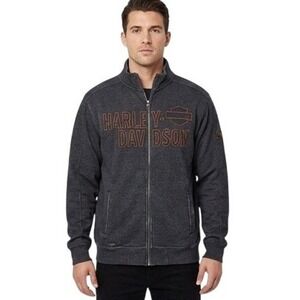 Harley Davidson Mens L Full Zip Gray Fleece Jacket Authorized Dealer Monroe LA